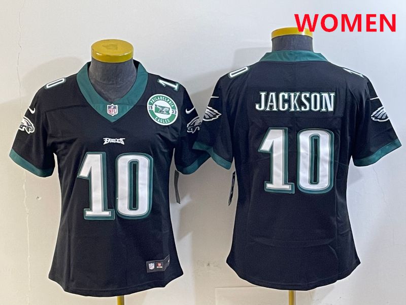 Women Philadelphia Eagles #10 Jackson Black Second generations 2025 Nike Vapor Limited NFL Jersey style 4